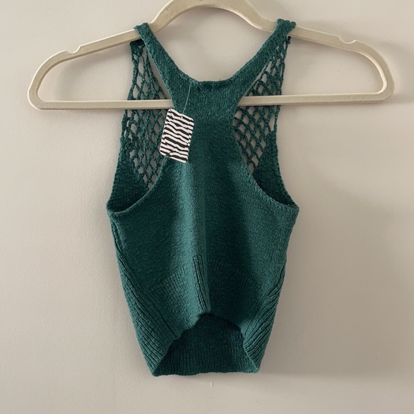 NWT UO Out From Under Green Knit/Crochet Crop Tank - Picture 3 of 4